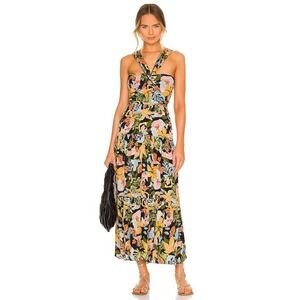SAYLOR Starlee Floral Print Maxi Dress Criss Cross Halter Neck Medium